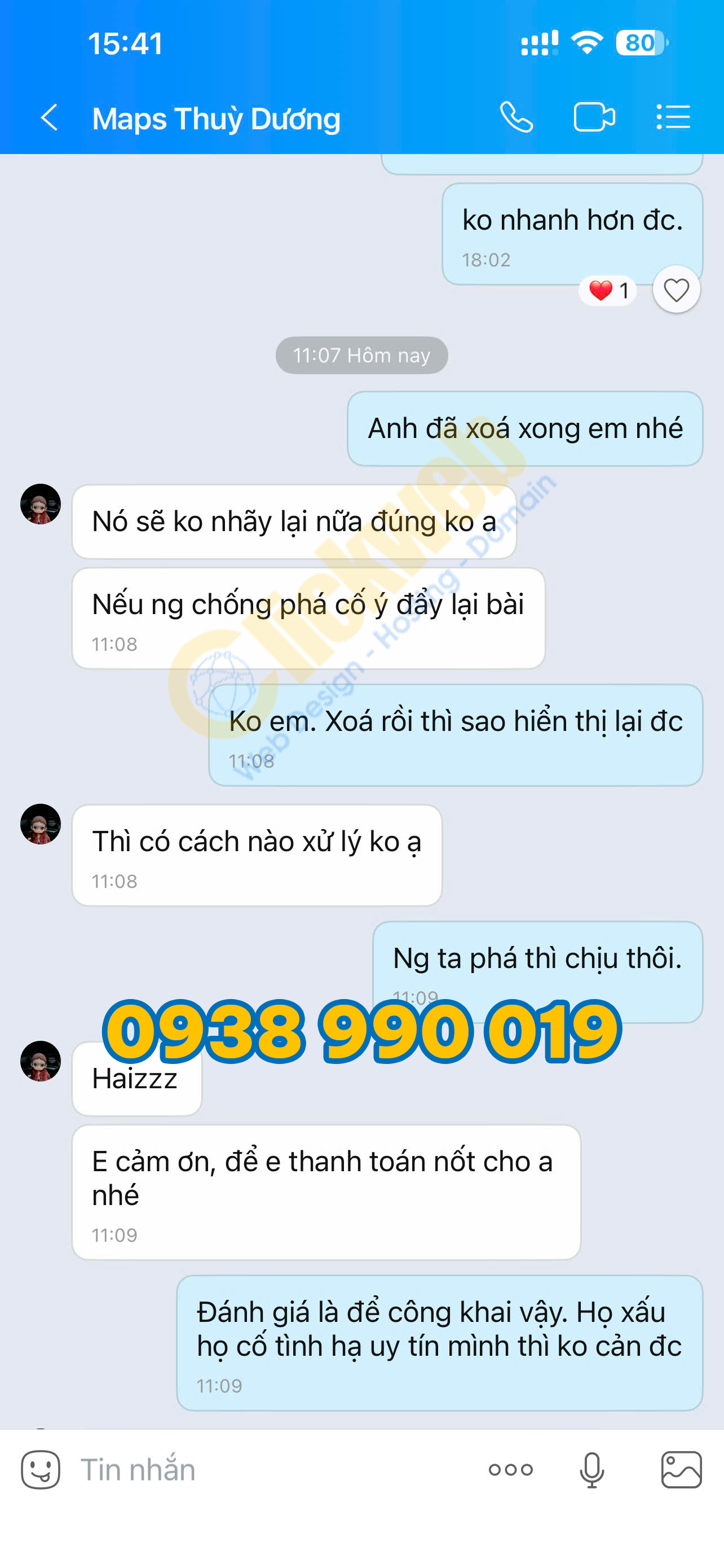 cảm nhận khách hàng sau khi xử lý đánh giá 1 sao Google Maps