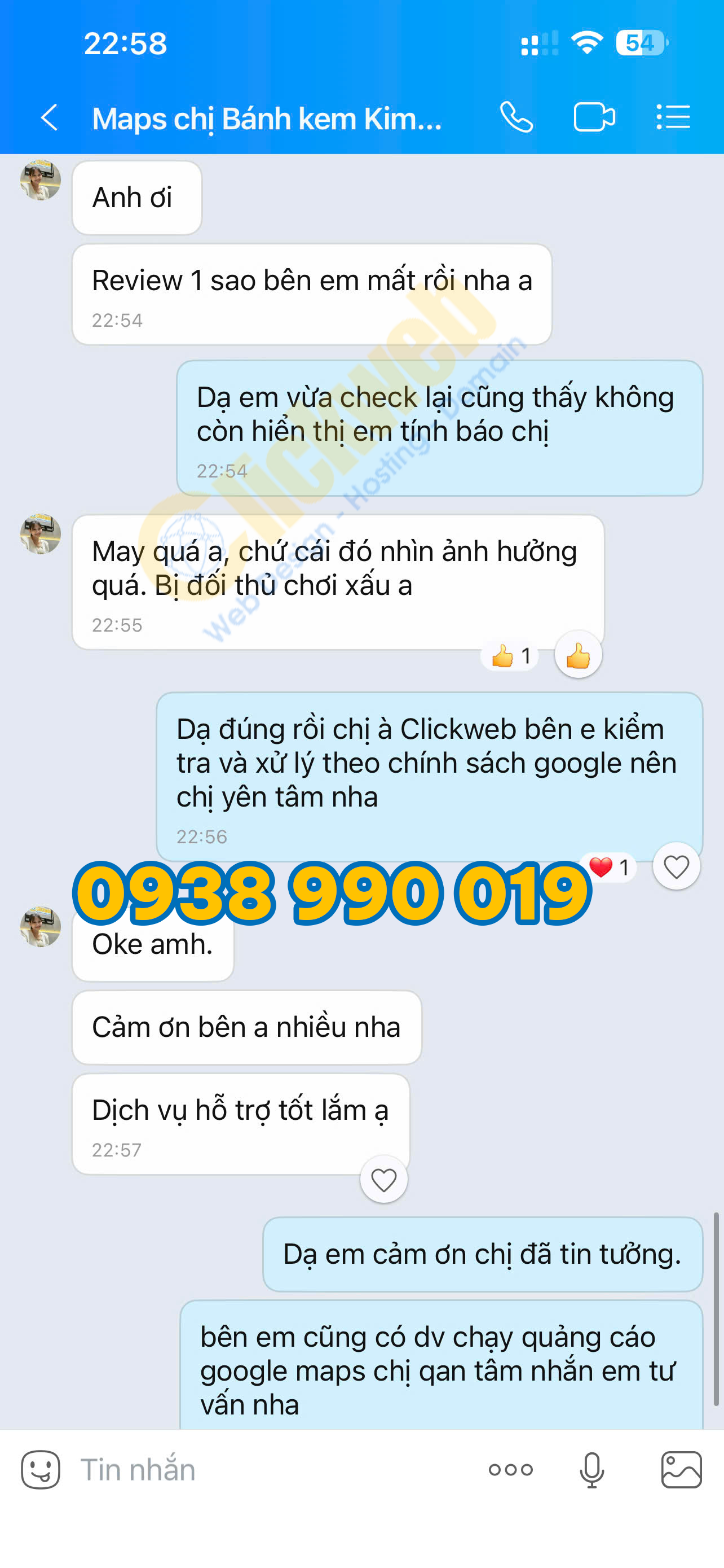 phản hồi thực tế dịch vụ xử lý review xấu Google Maps