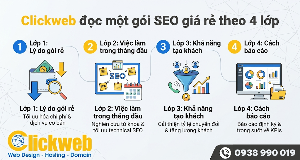Clickweb đọc một gói SEO giá rẻ theo 4 lớp