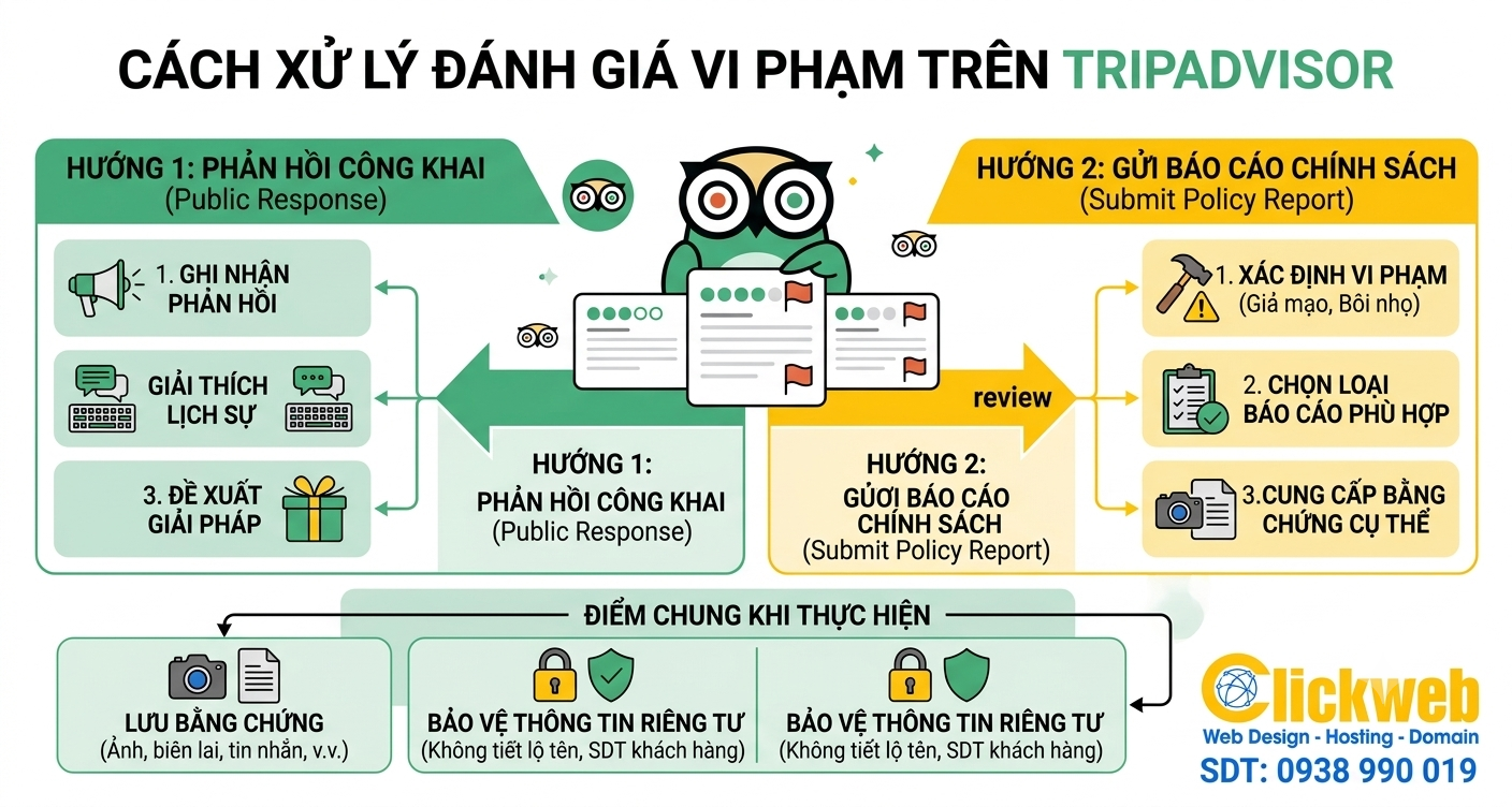 Khi nào phản hồi và khi nào báo cáo review Tripadvisor