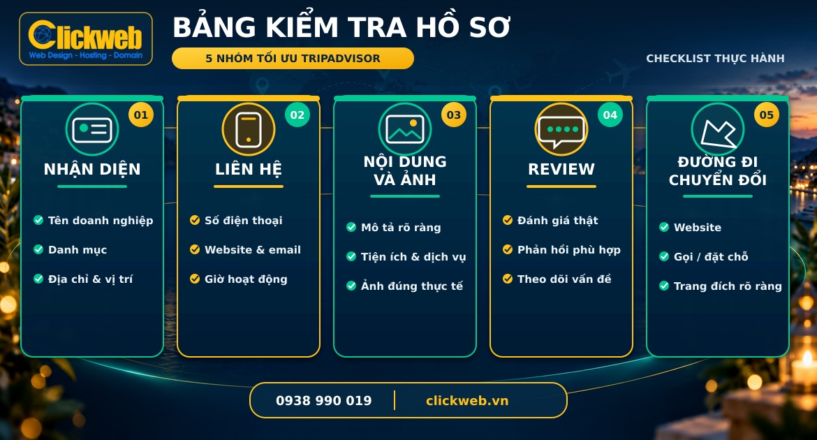 Checklist kiểm tra hồ sơ Tripadvisor trước khi tối ưu