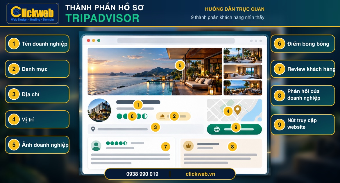 Các thành phần của hồ sơ doanh nghiệp trên Tripadvisor