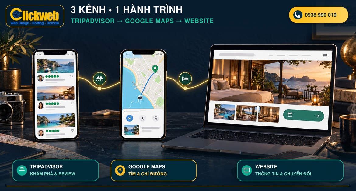 Cách phối hợp Tripadvisor Google Maps và website doanh nghiệp
