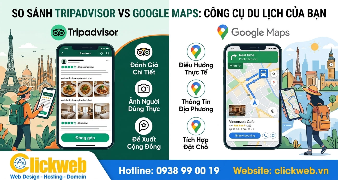 Tripadvisor và Google Maps khác nhau thế nào