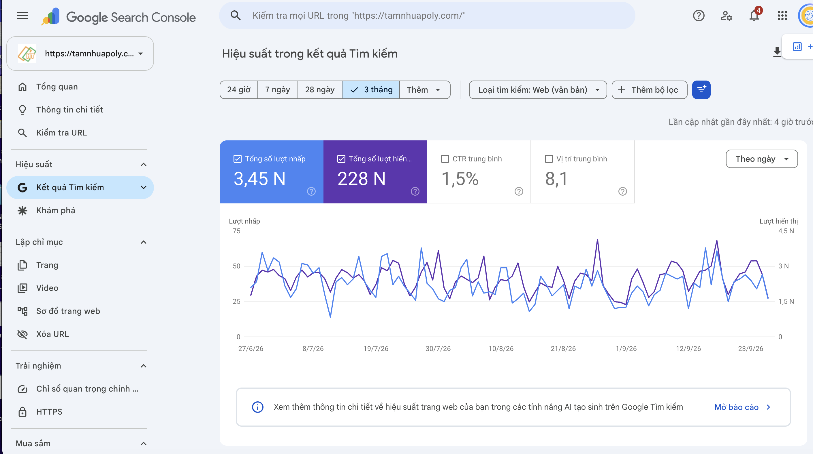 Kết quả dự án SEO website tamnhuapoly tại Clickweb