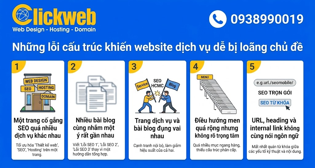 Những lỗi cấu trúc khiến website dịch vụ dễ bị loãng chủ đề