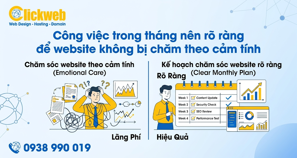 Công việc trong tháng nên rõ ràng để website không bị chăm theo cảm tính