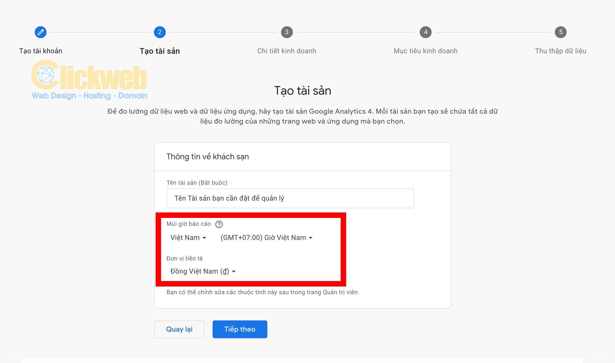 Đăng ký thông tin tài khoản Google Analytics