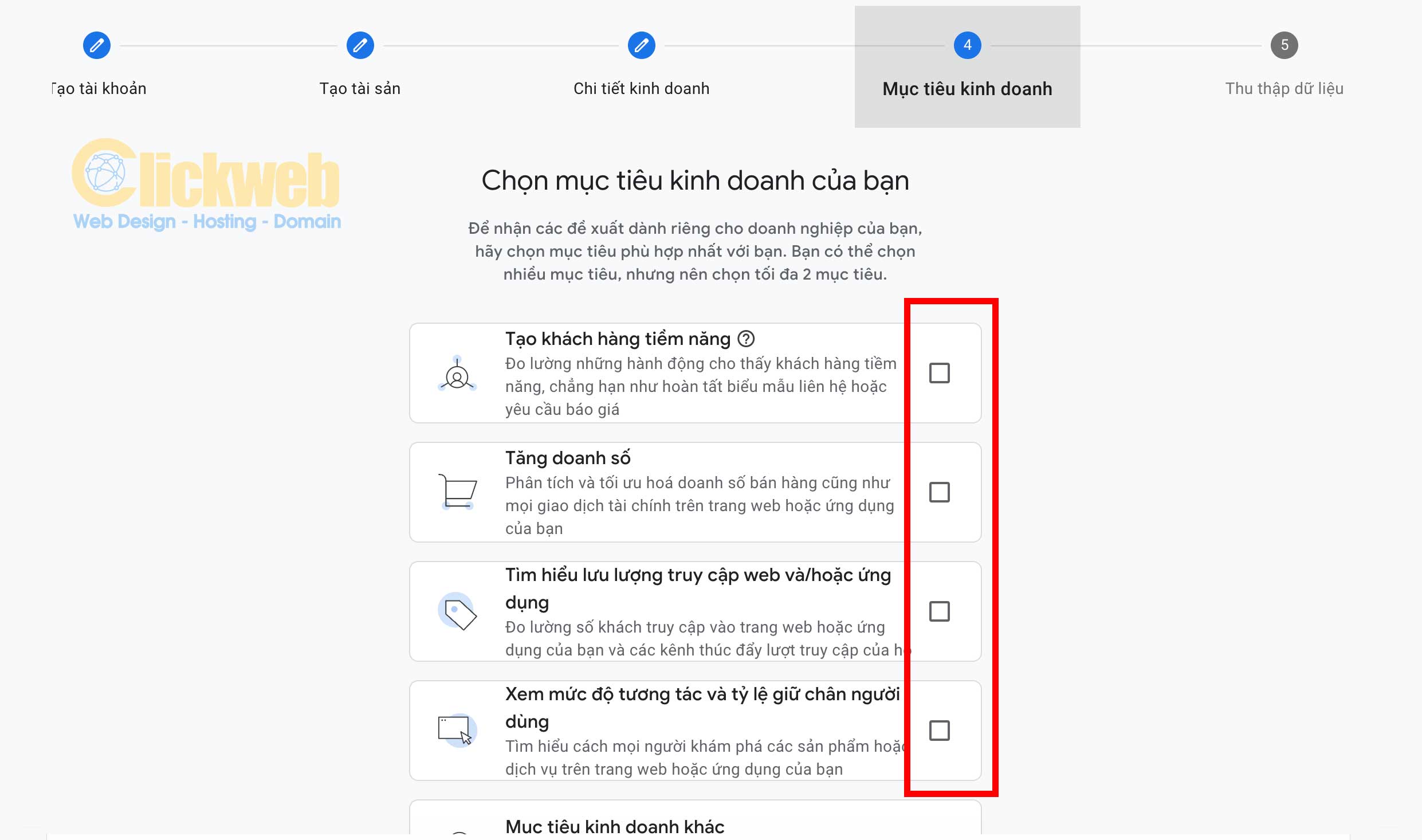 chọn chức năng mục tiêu kinh doanh là gì