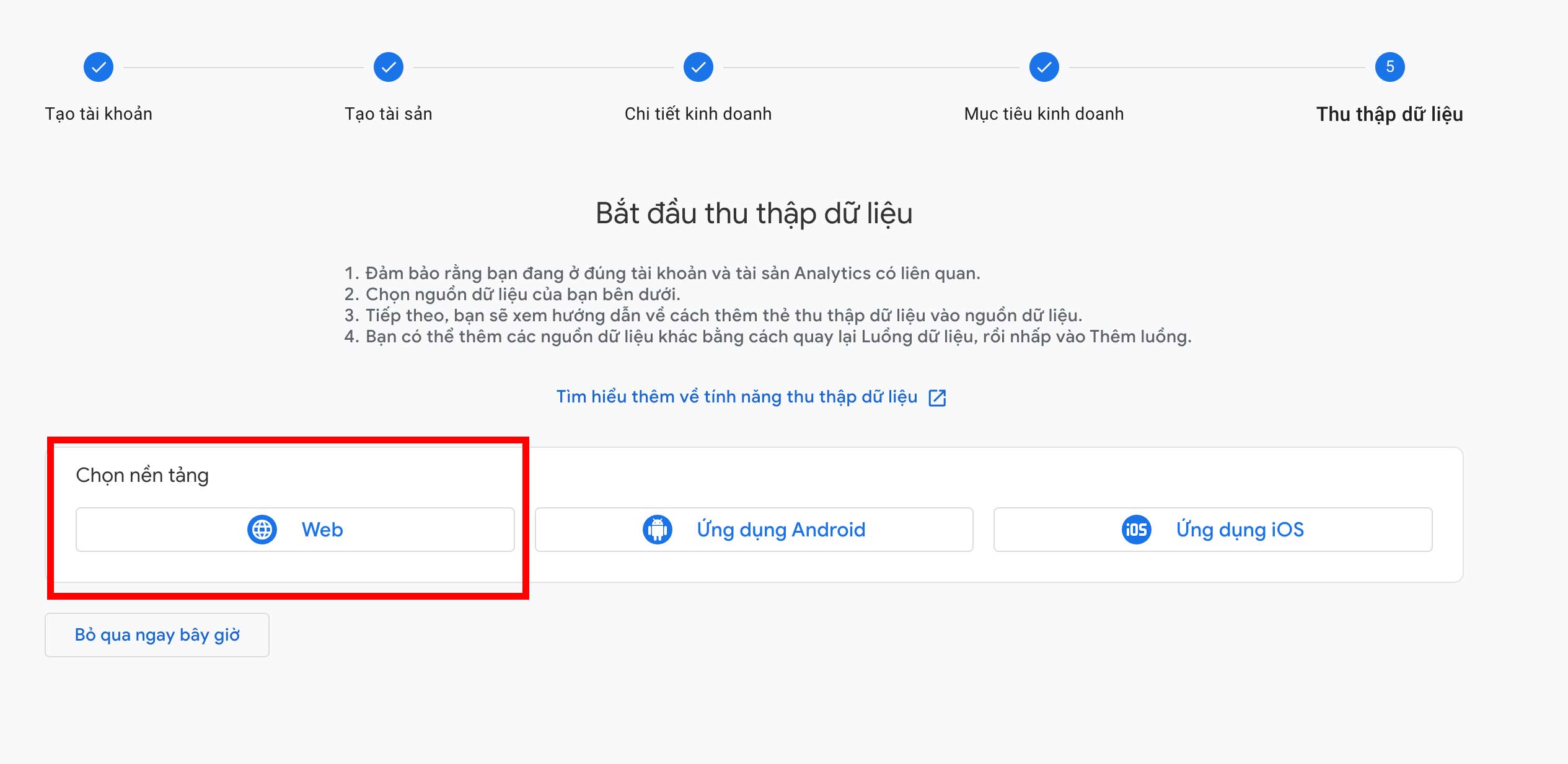 chọn nền tảng cần theo dõi
