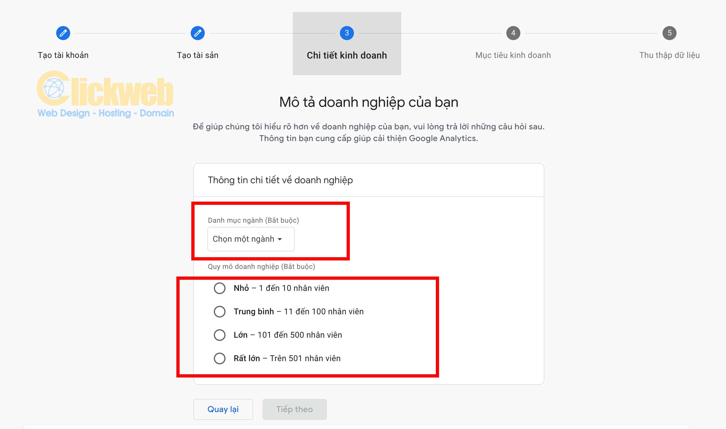 Thiết lập Google Analytics