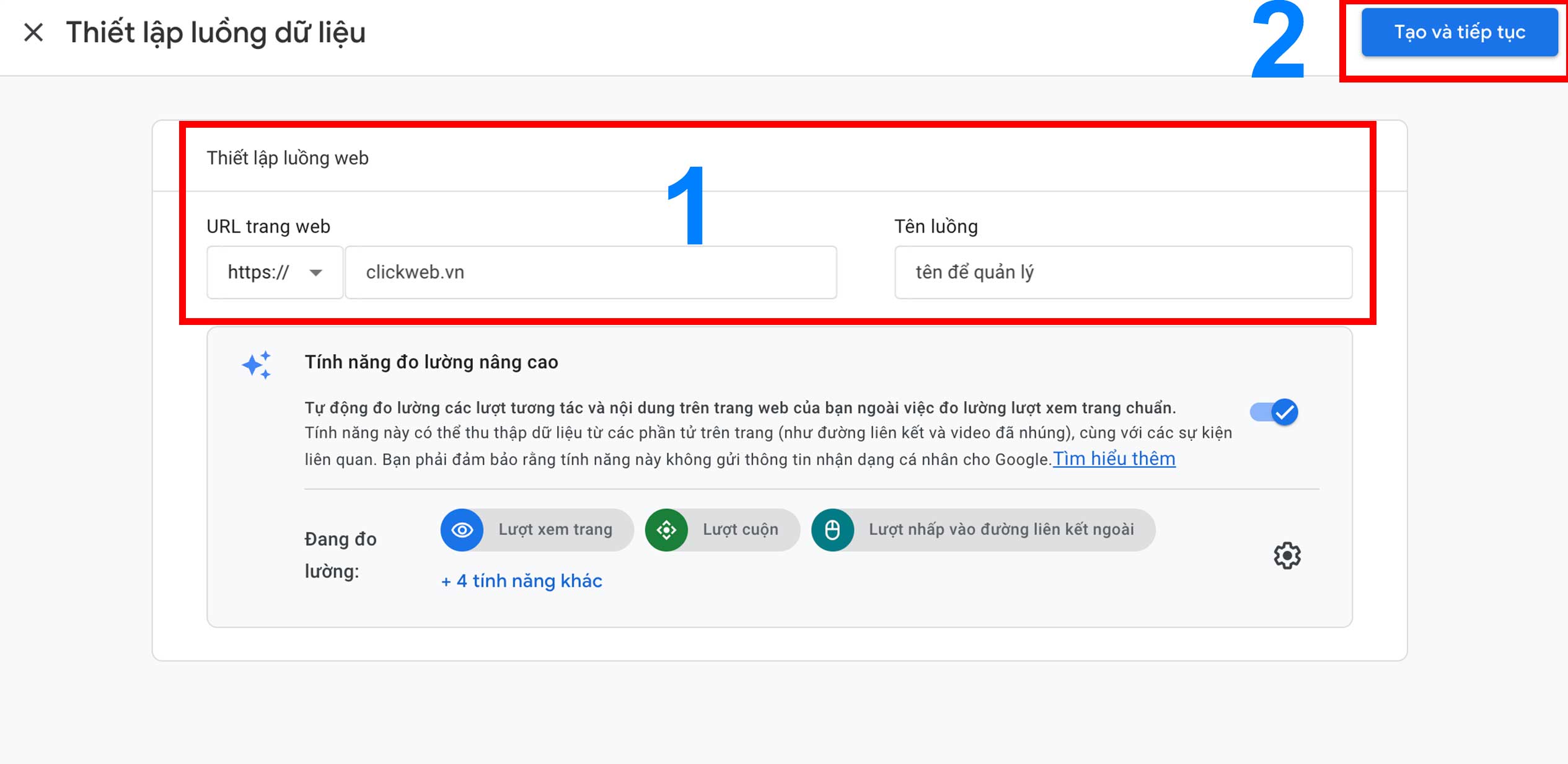 Thiết lập luồng dữ liệu