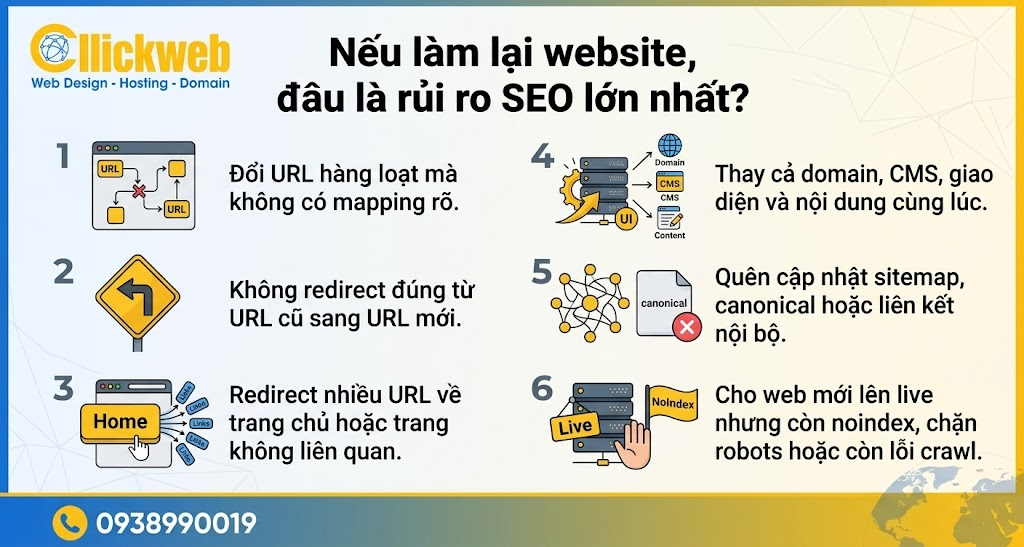 Nếu làm lại website, đâu là rủi ro SEO lớn nhất?