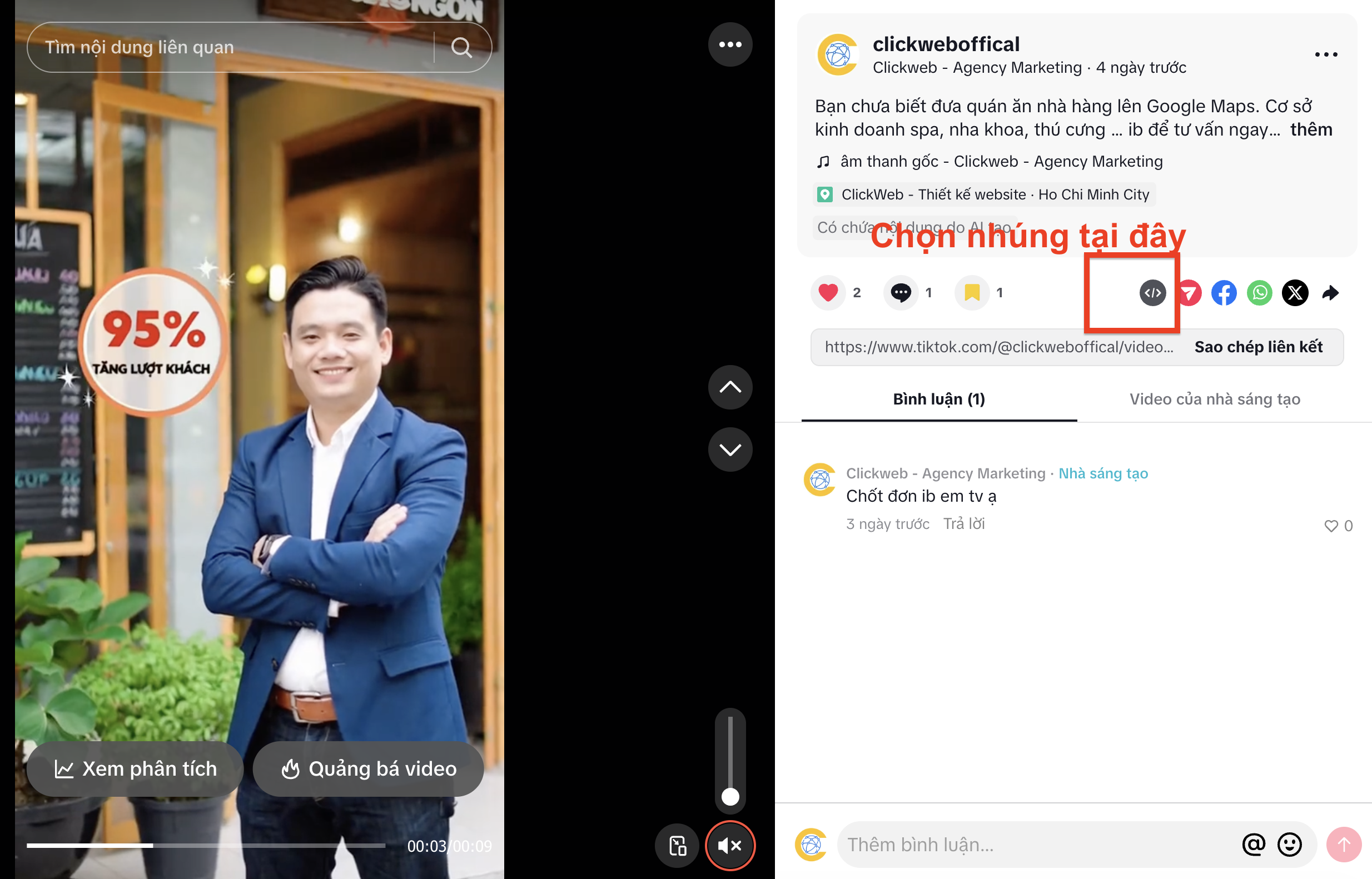 cách nhúng tiktok lên website
