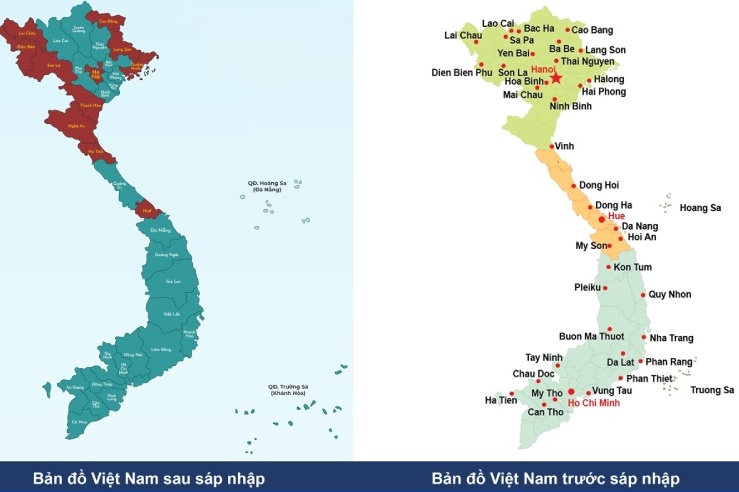 Bản đồ hành chính sau sáp nhập