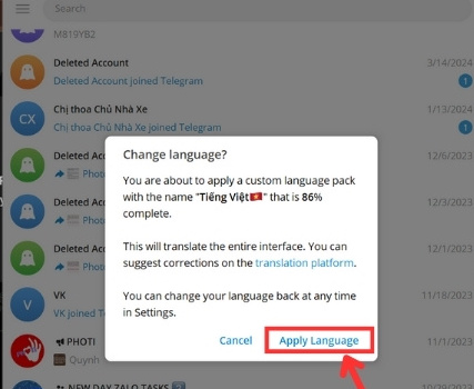 Cài tiếng Việt cho Telegram trên điện thoại, máy tính ĐƠN GIẢN