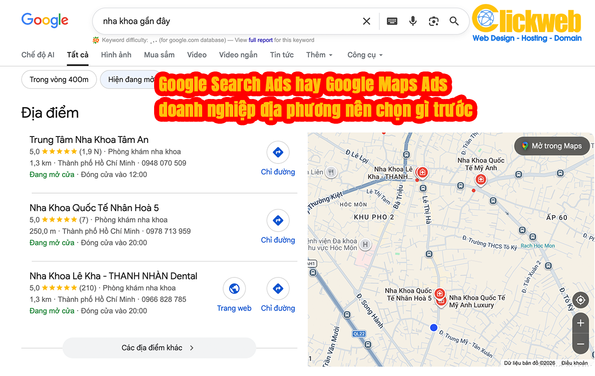 Google Search Ads hay Google Maps Ads: doanh nghiệp địa phương nên chọn gì trước