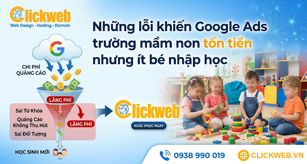 Những lỗi khiến Google Ads trường mầm non tốn tiền nhưng ít bé nhập học