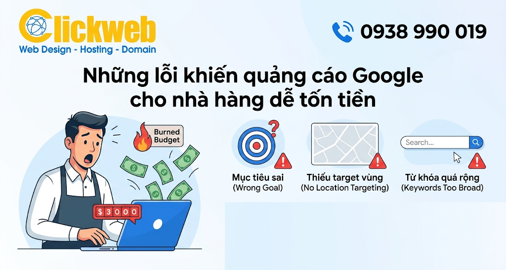 Những lỗi khiến quảng cáo Google cho nhà hàng dễ tốn tiền