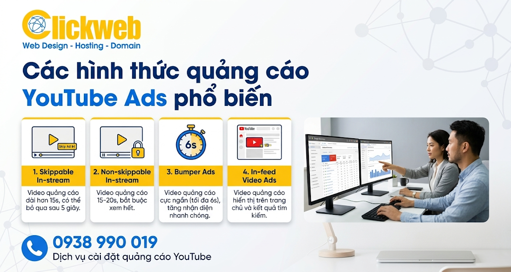 Các hình thức quảng cáo YouTube Ads phổ biến