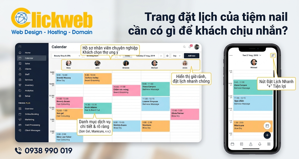 Trang đặt lịch của tiệm nail cần có gì để khách chịu nhắn?