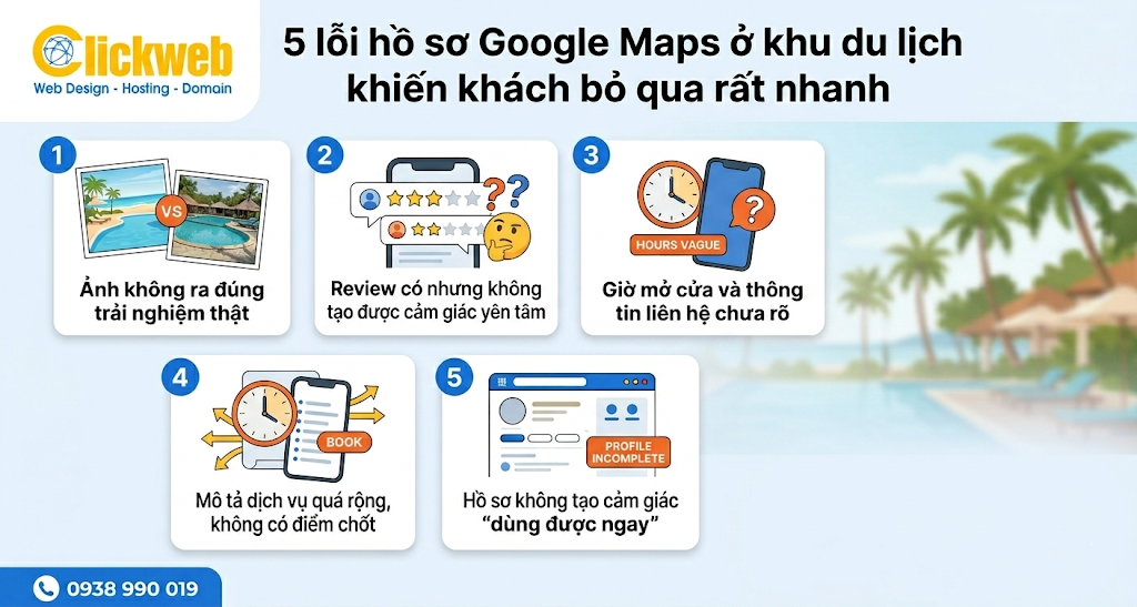 5 lỗi hồ sơ Google Maps ở khu du lịch khiến khách bỏ qua rất nhanh