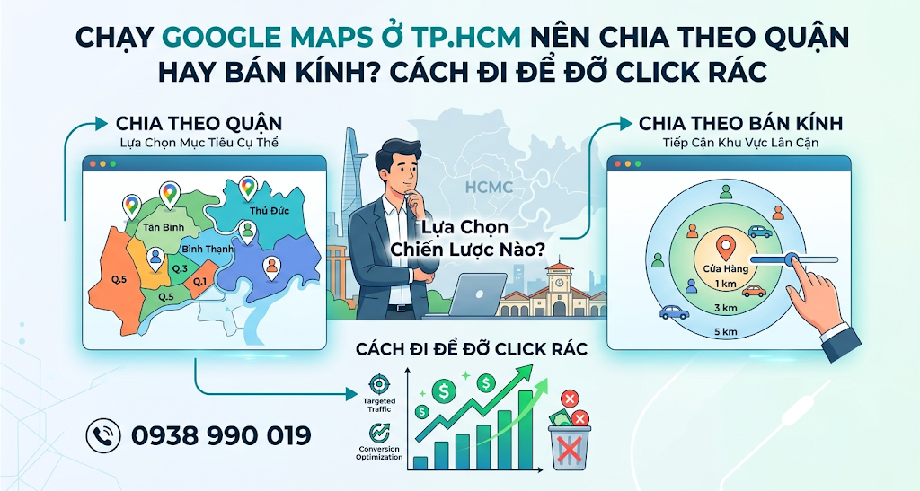 Chạy Google Maps Ở TP.HCM Nên Chia Theo Quận Hay Bán Kính? Cách Đi Để Đỡ Click Rác