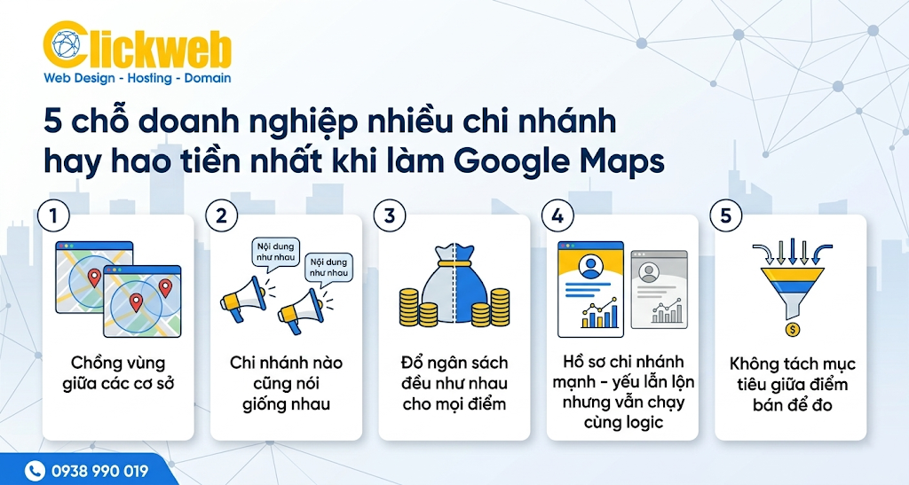 5 chỗ doanh nghiệp nhiều chi nhánh hay hao tiền nhất khi làm Google Maps