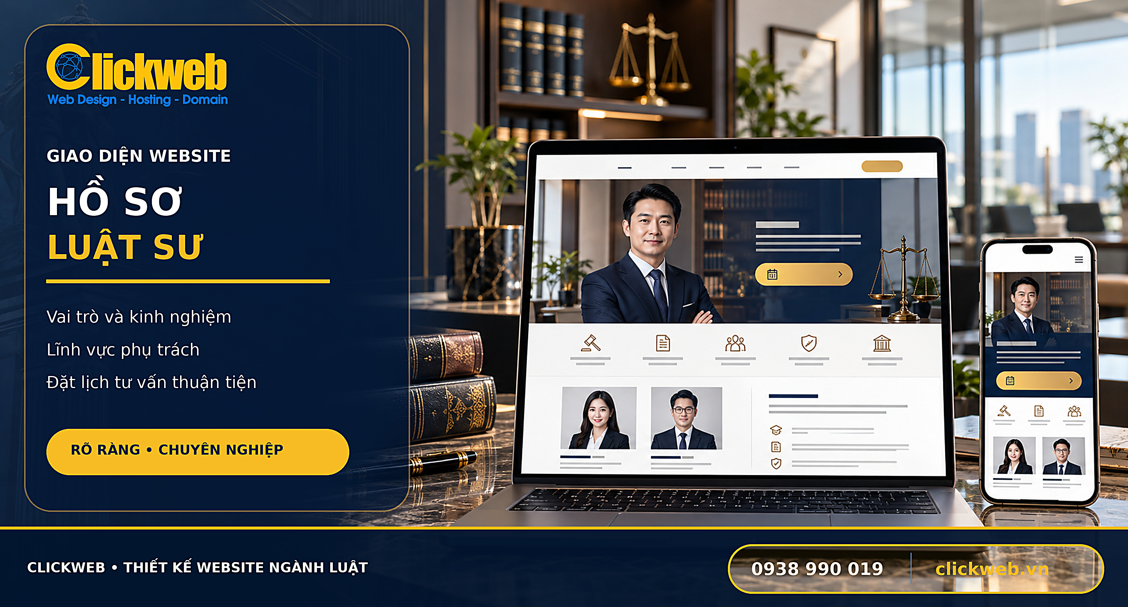Trang hồ sơ luật sư với vai trò và lĩnh vực phụ trách