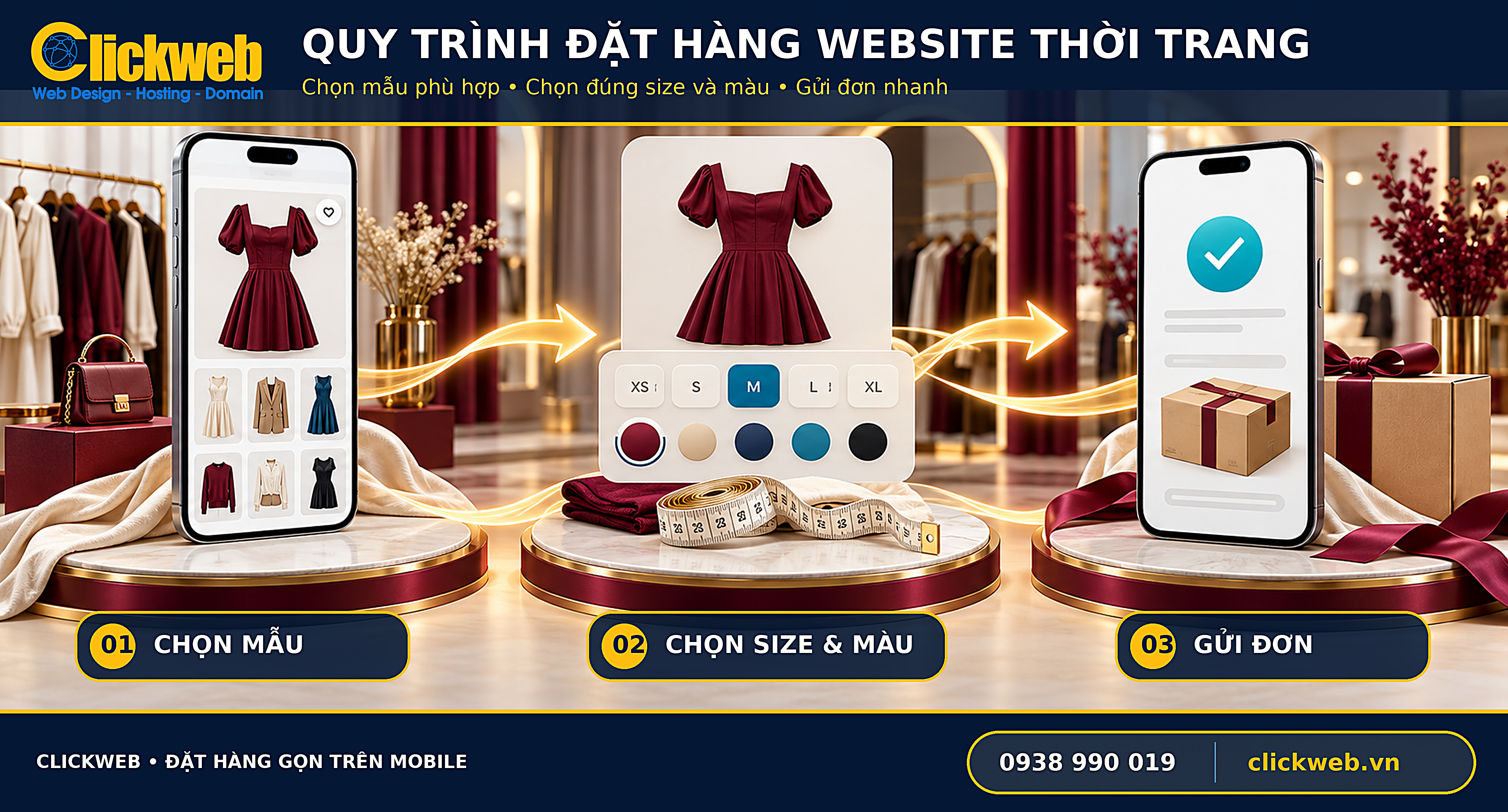 Các bước chọn quần áo và gửi đơn trên website thời trang