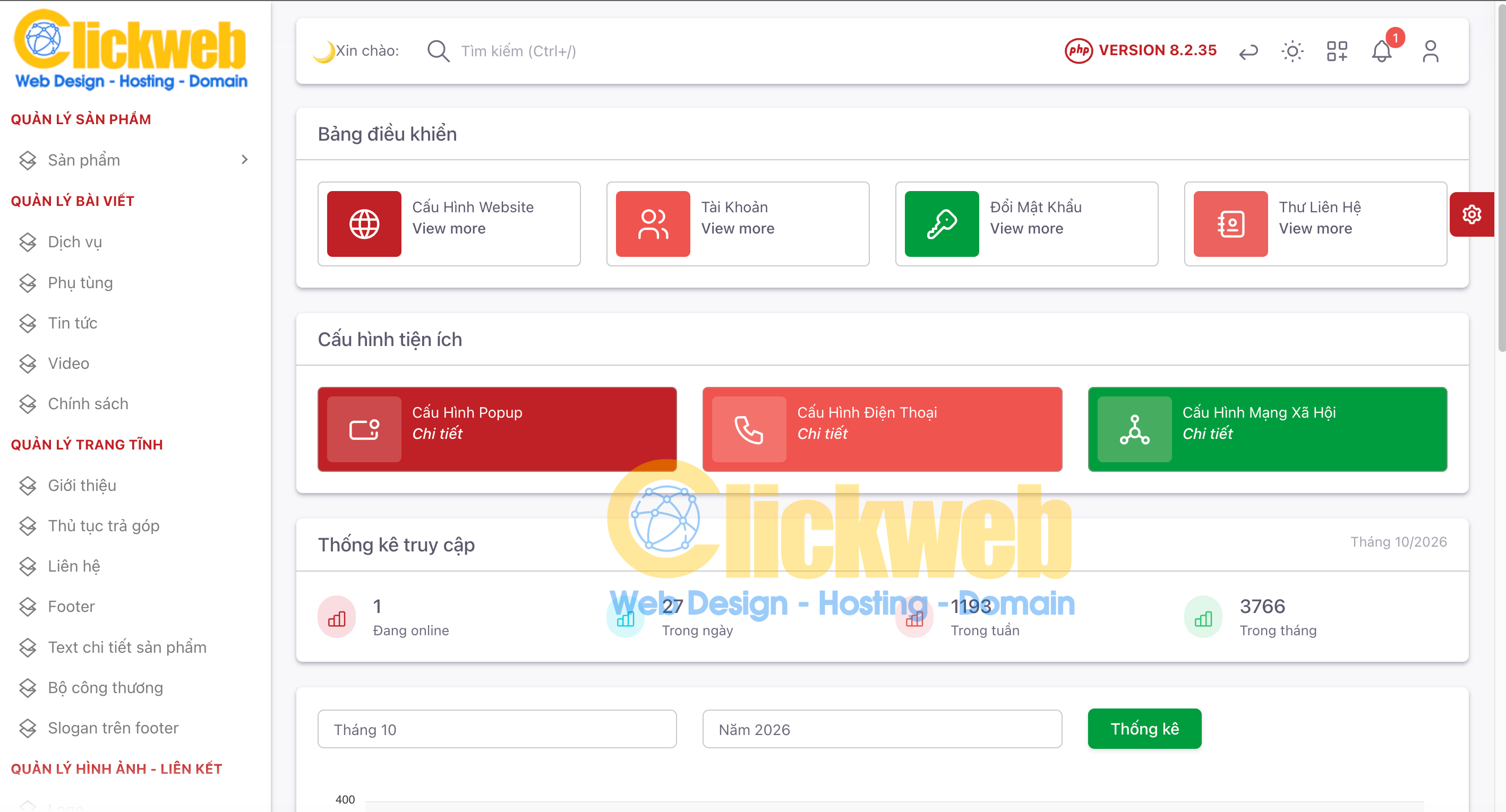 Giao diện quản trị thông minh thuần Việt dễ cập nhật với PHP cao nhất
