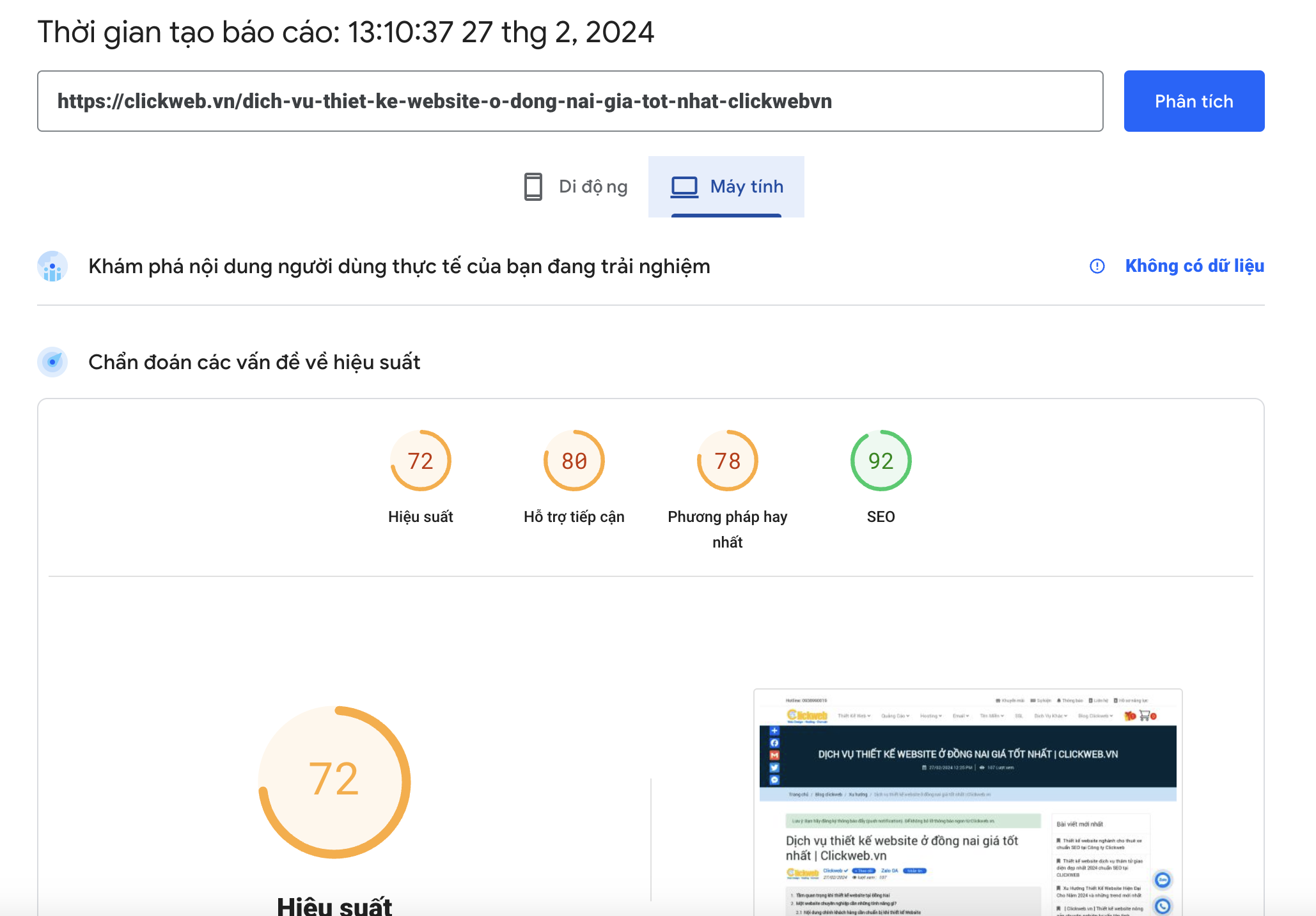 Hiệu suất Clickweb triển khai được thấy rõ ràng qua các con số