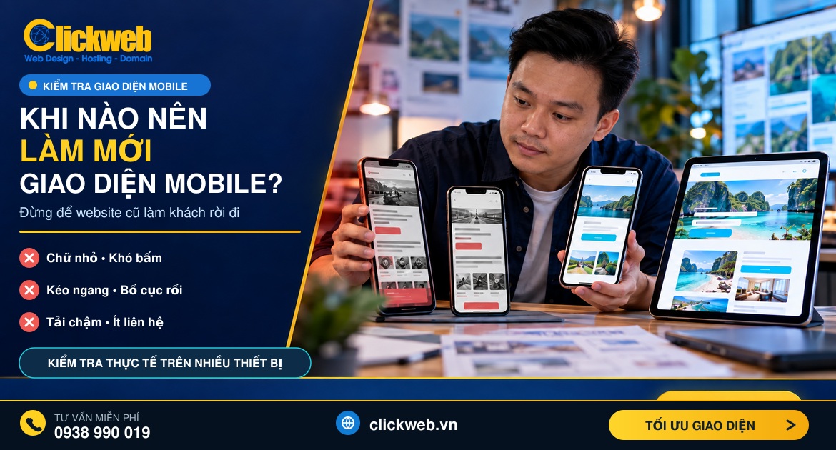Clickweb kiểm tra và tối ưu giao diện website trên điện thoại
