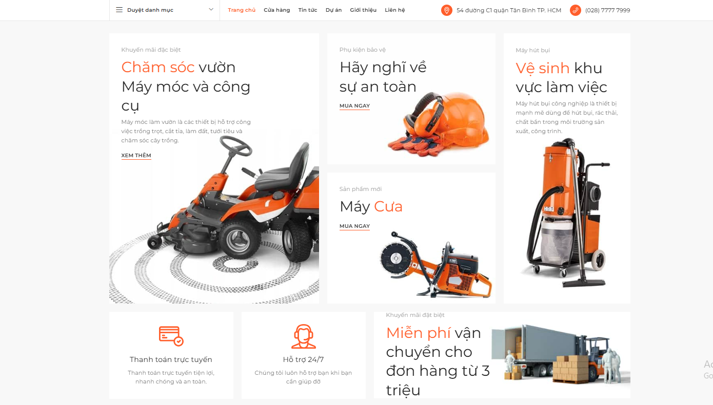 Thiết kế website bán hàng cơ khí – máy móc công nghiệp