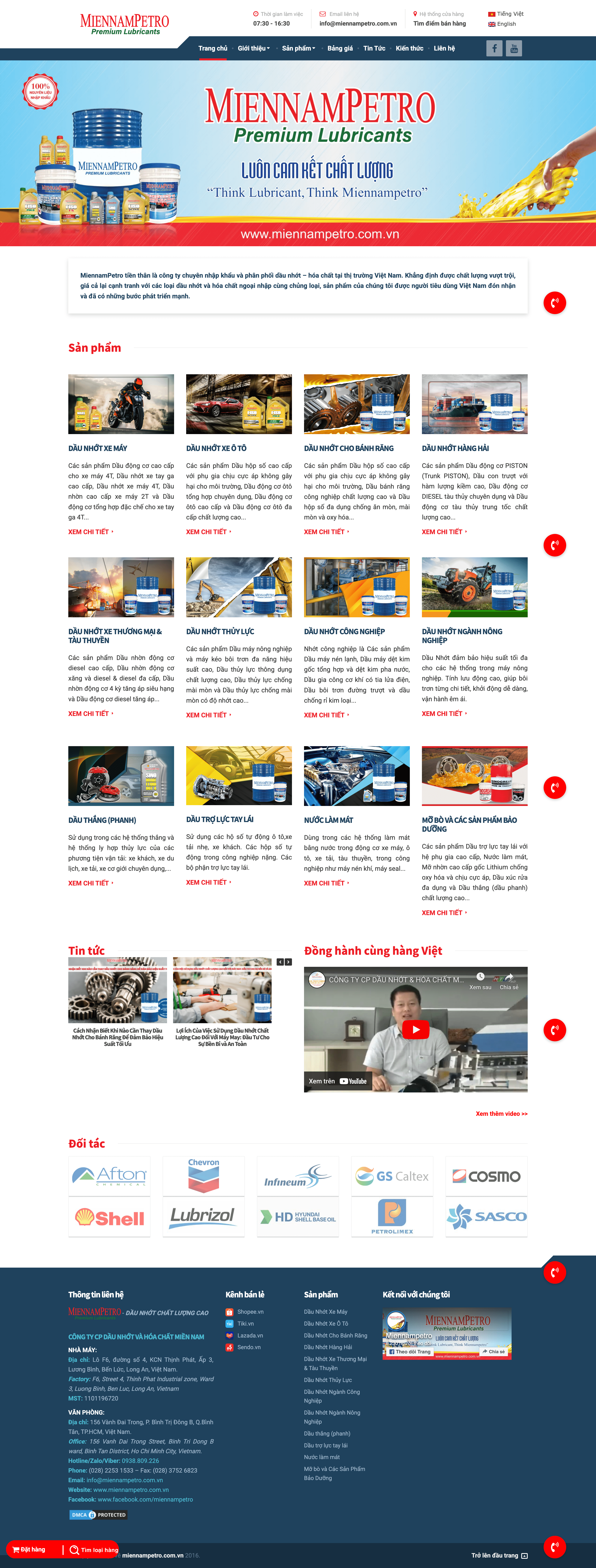 giao diện website dầu nhớt tại clickweb