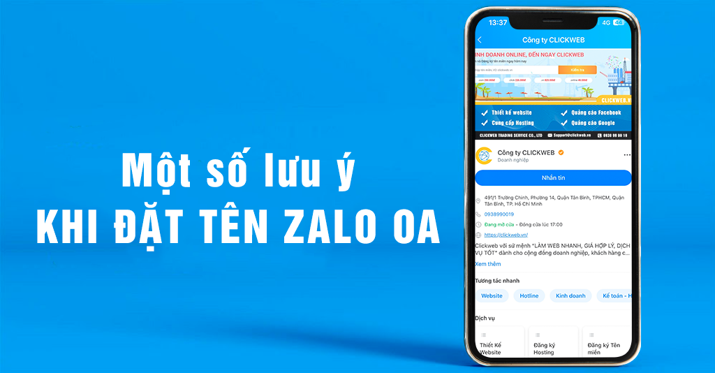 một số lưu ý khi đặt tên zalo oa