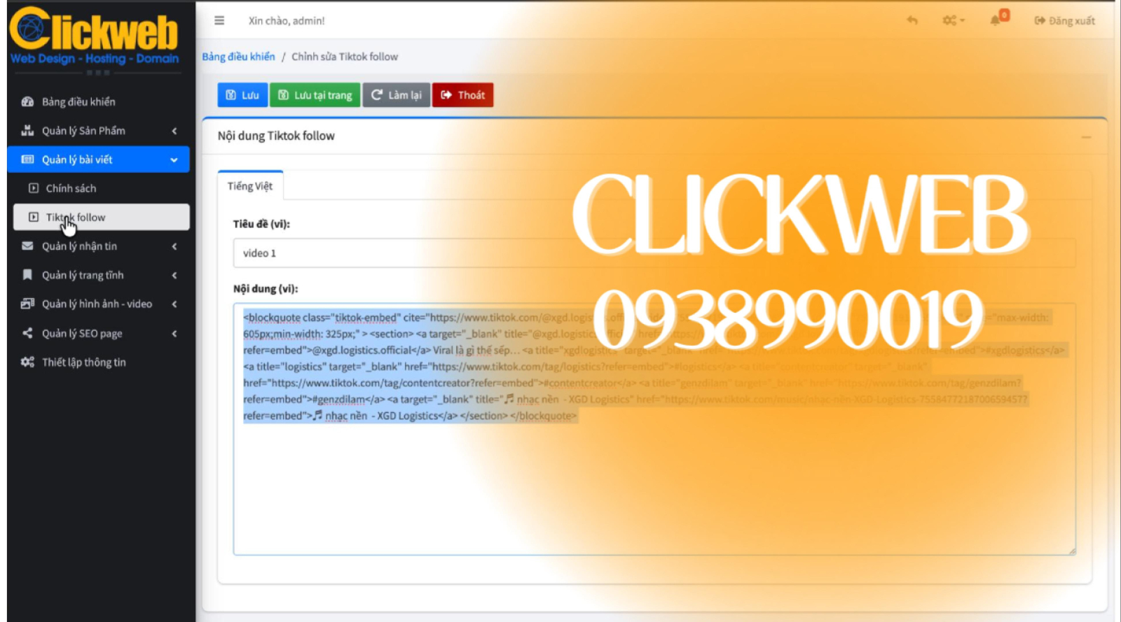 Hướng dẫn nhúng video tiktok vào website chuẩn chi tiết nhất