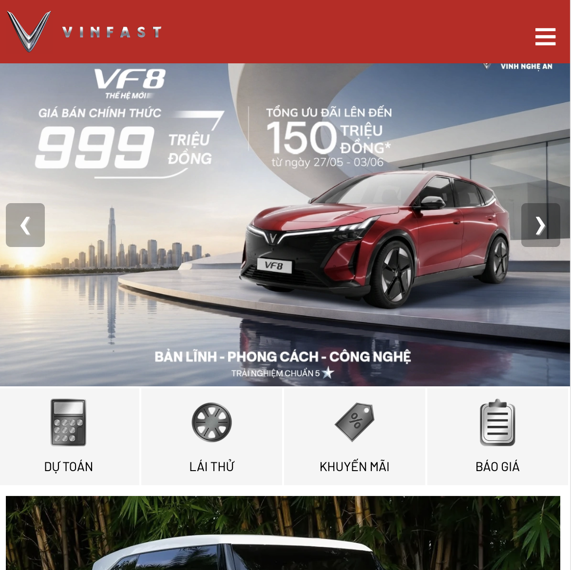 VINFAST Website DRIVE THE FUTURE