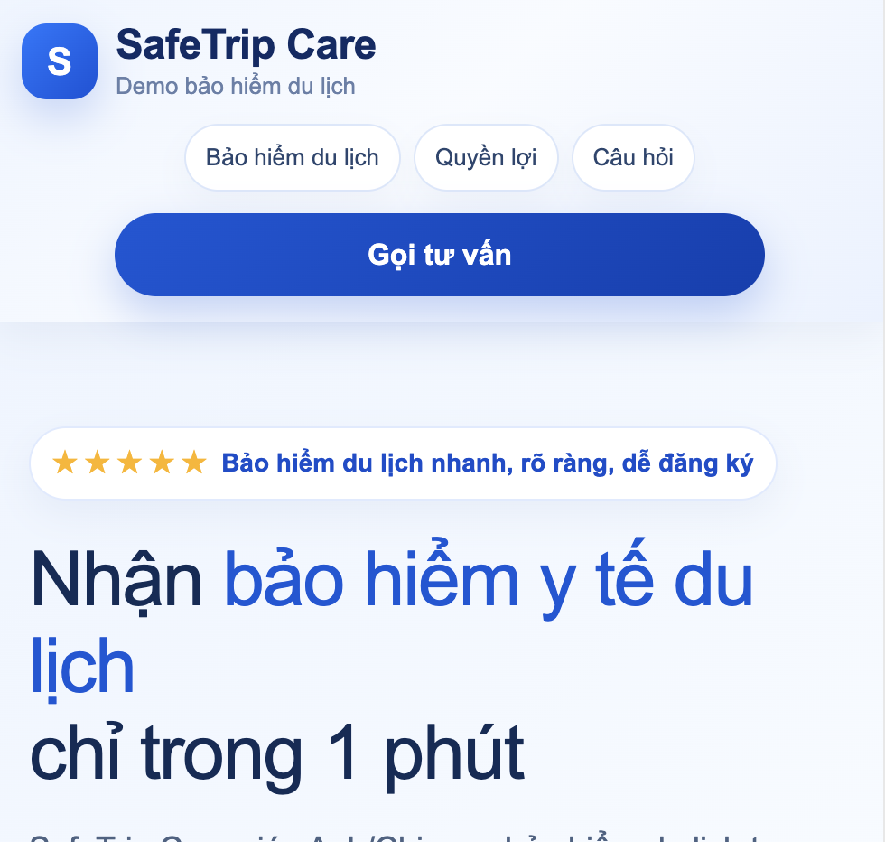 Demo Website SafeTrip Care