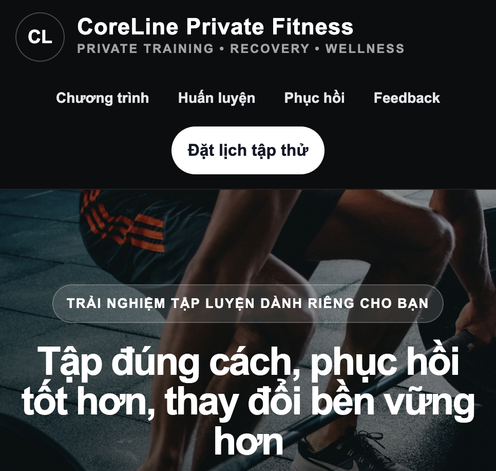 Demo Website CoreLine Private Fitness