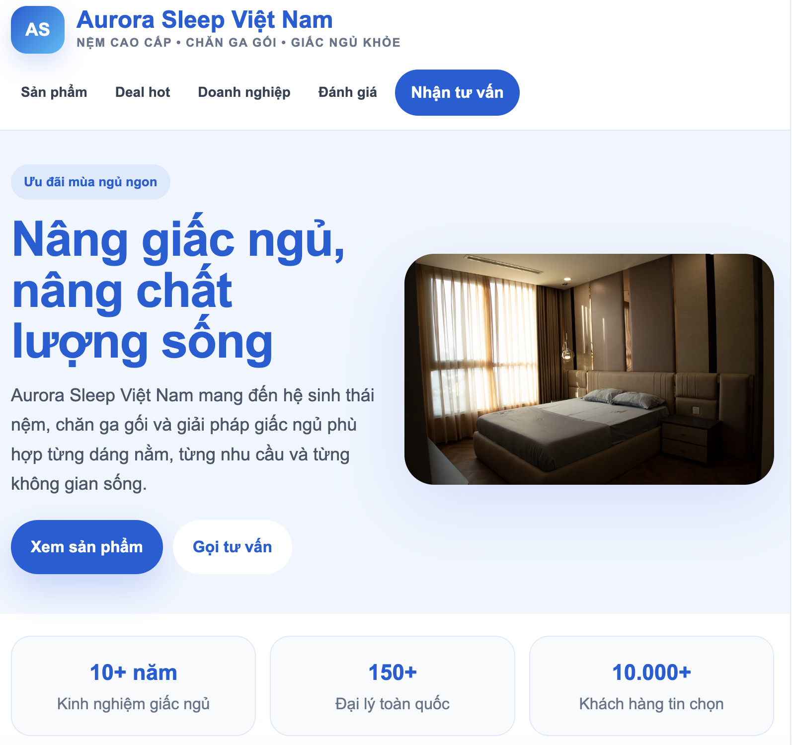 Deme Website Nệm Aurora Sleep Việt Nam