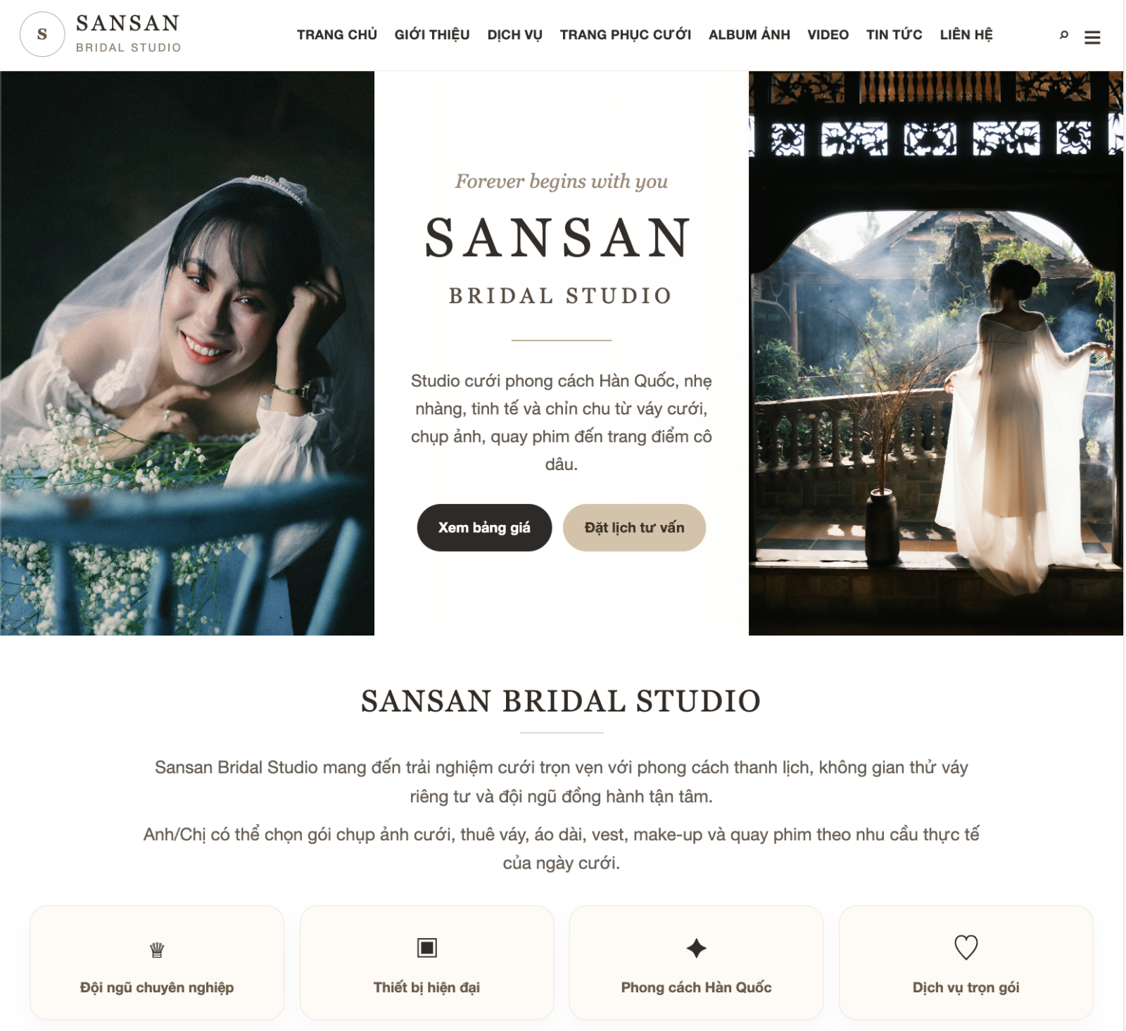 Demo website SANSAN BRIDAL STUDIO