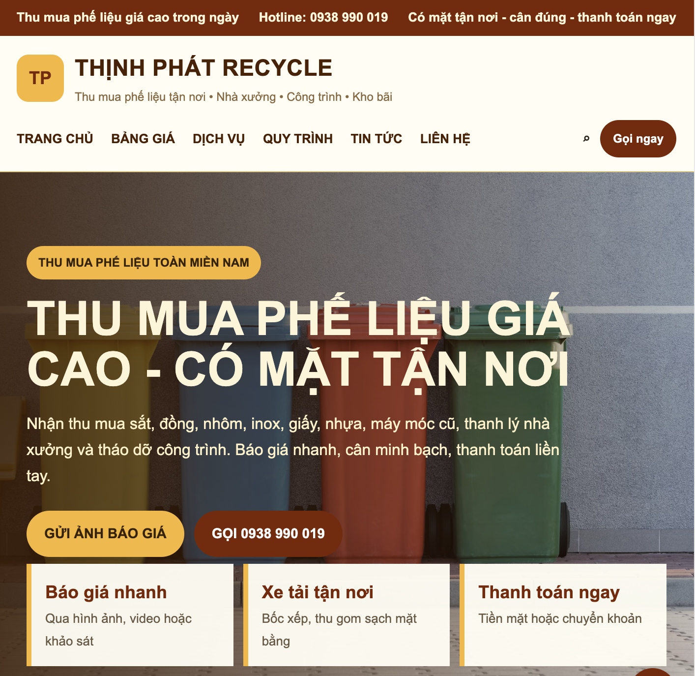 Demo website Phế liệu THỊNH PHÁT RECYCLE