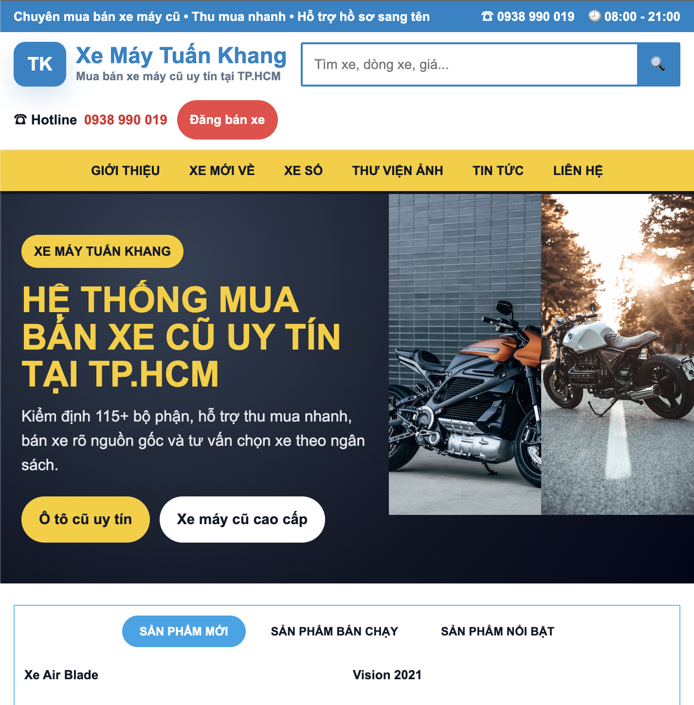 Demo website mua bán xe máy