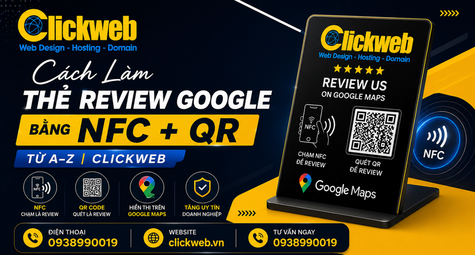 Cách Làm Thẻ Review Google Bằng NFC + QR Từ A–Z | Clickweb