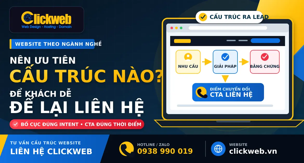 Website theo ngành nghề: nên ưu tiên cấu trúc nào để dễ ra liên hệ? | Clickweb