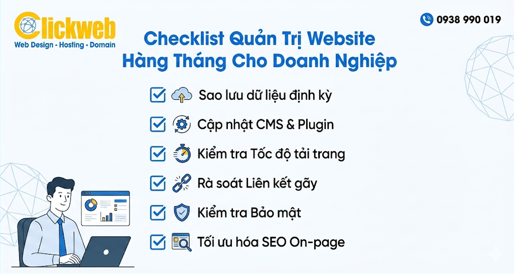 Checklist Quản Trị Website Hàng Tháng Cho Doanh Nghiệp