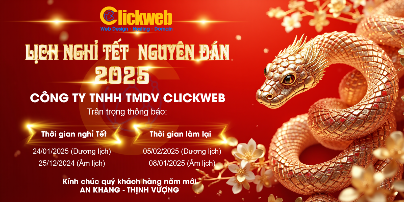 Thông báo nghĩ tết Nguyên Đán Ất Tỵ 2025