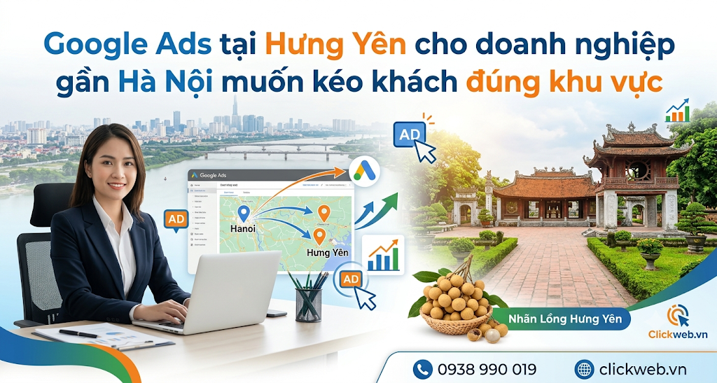 Google Ads tại Hưng Yên cho doanh nghiệp gần Hà Nội muốn kéo khách đúng khu vực