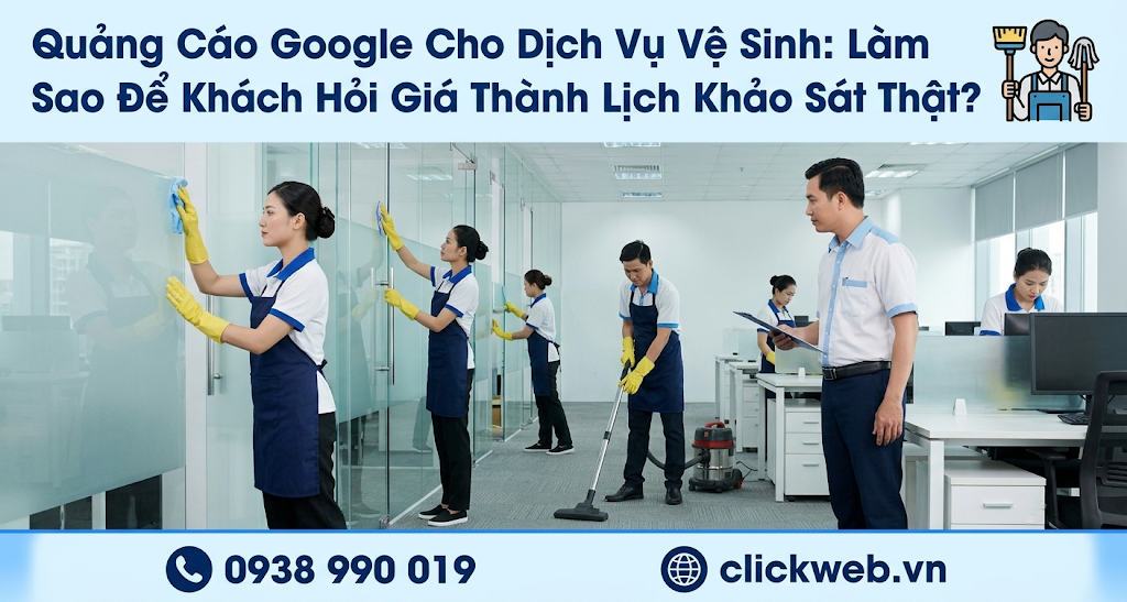 Quảng Cáo Google Cho Dịch Vụ Vệ Sinh: Từ Khách Hỏi Giá Đến Lịch Khảo Sát Thật